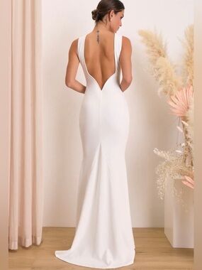 NWT Lulus White Backless Mermaid Wedding Dress Small